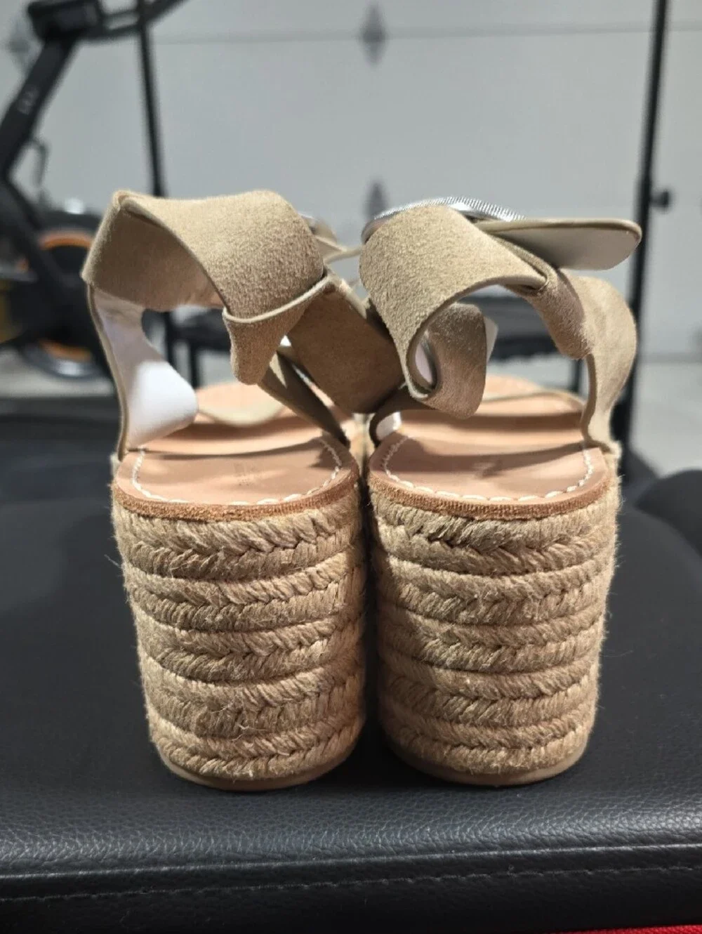 rag & bone Tan Suede Espadrille Wedge Sandals with Silver Buckle